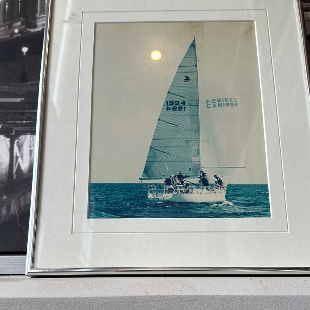 Vintage Blue Nautical Sailboat Photography Art In Silver Frame - Picture 4 of 17